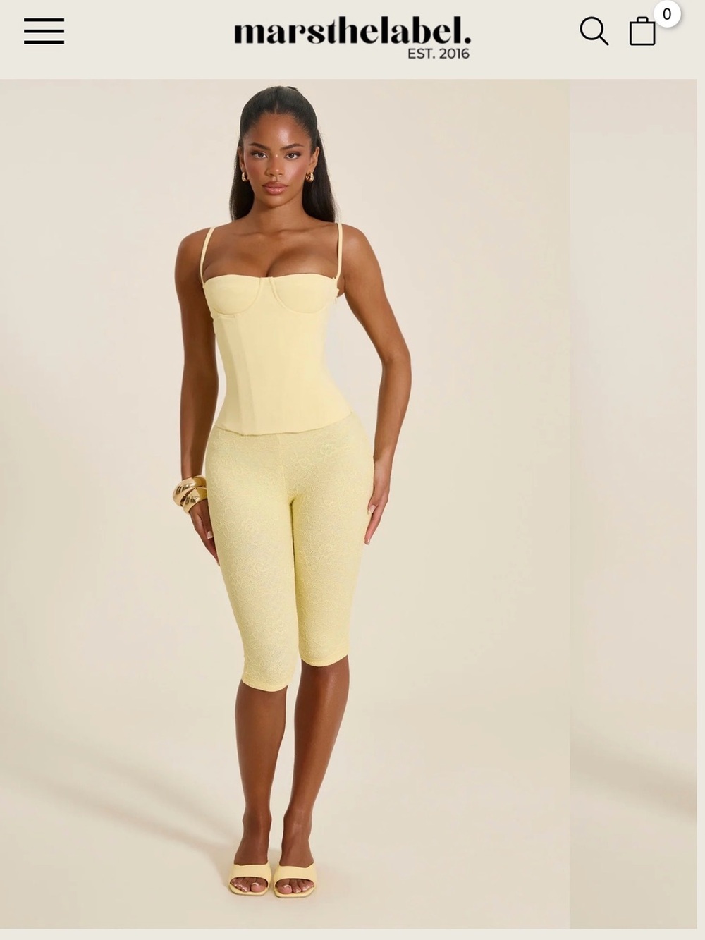 Mars The Label Pale Yellow Corset Bustier Top and Capri